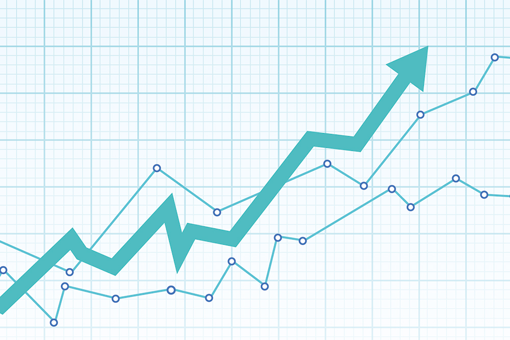 Gráfico de crescimento da um negócio que utiliza tendências de marketing para fortalecer sua estratégia